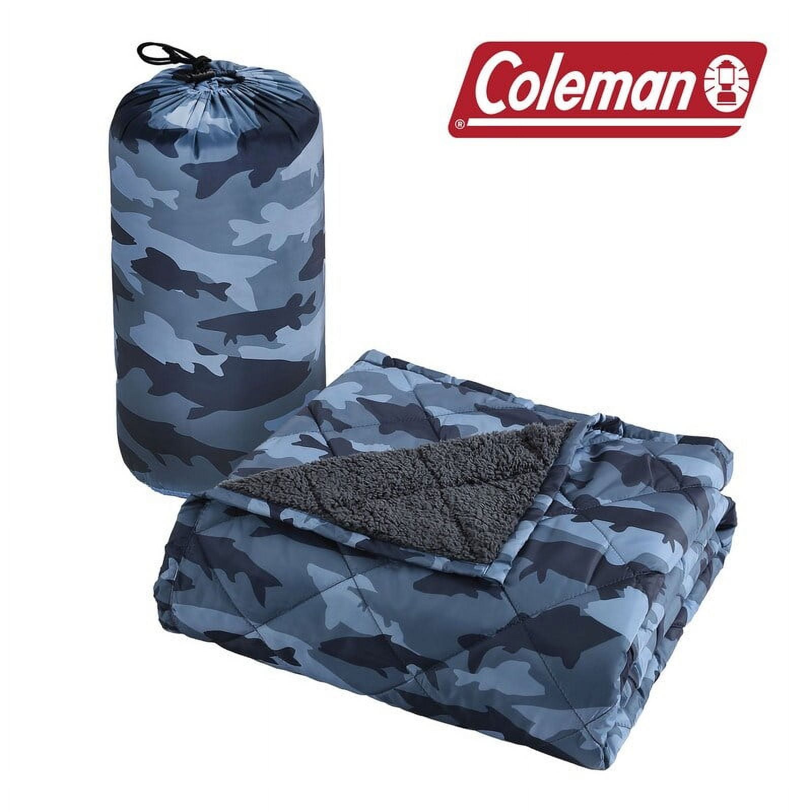 Blue Camouflage Water Resistant Sherpa Backed Throw Blanket, 50" x 60"