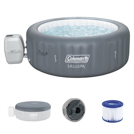 Coleman SaluSpa 4-6 Person AirJet Inflatable Hot Tub with EnergySense Cover, Grey, 77"x28"