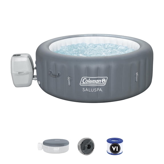 Coleman SaluSpa 4-6 Person AirJet Inflatable Hot Tub with EnergySense Cover, Grey, 77"x28"