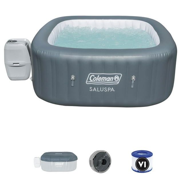 Coleman SaluSpa AirJet Inflatable Hot Tub with 114 Soothing Jets, Gray