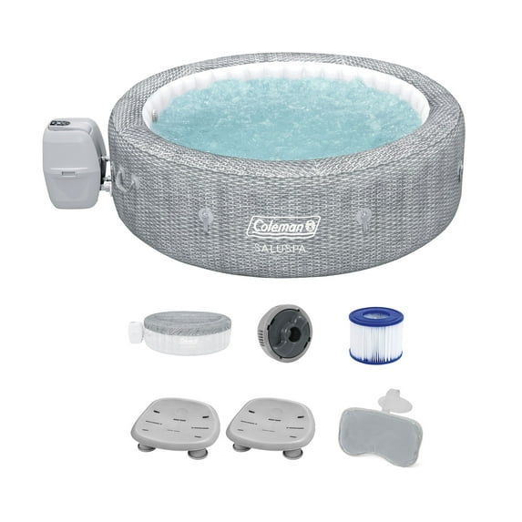 Coleman Sicily Inflatable AirJet Hot Tub with 2 SaluSpa Non-Slip Seat and Headrest Pillow