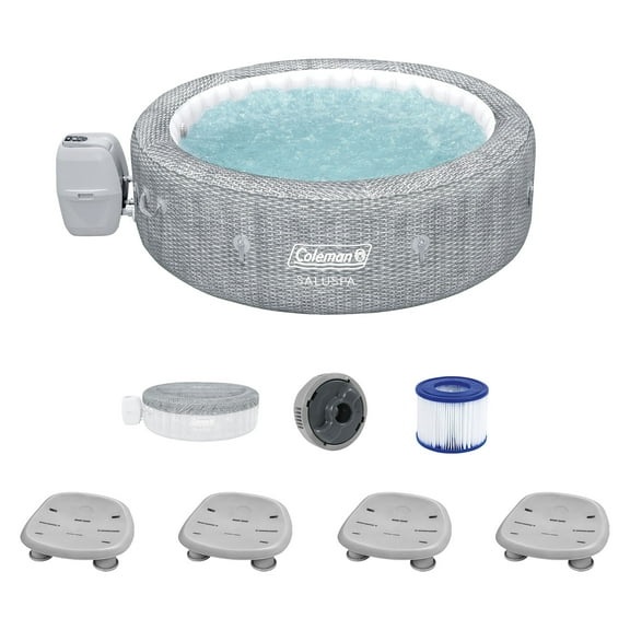 Coleman SaluSpa Sicily AirJet Hot Tub w/Set of 4 Bestway Pool & Spa Seat
