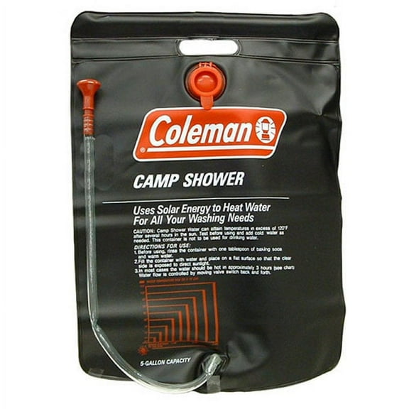 Coleman Shower Bag 5 Gallon PVC Solar Heated Water Camp Shower - On/Off Valve