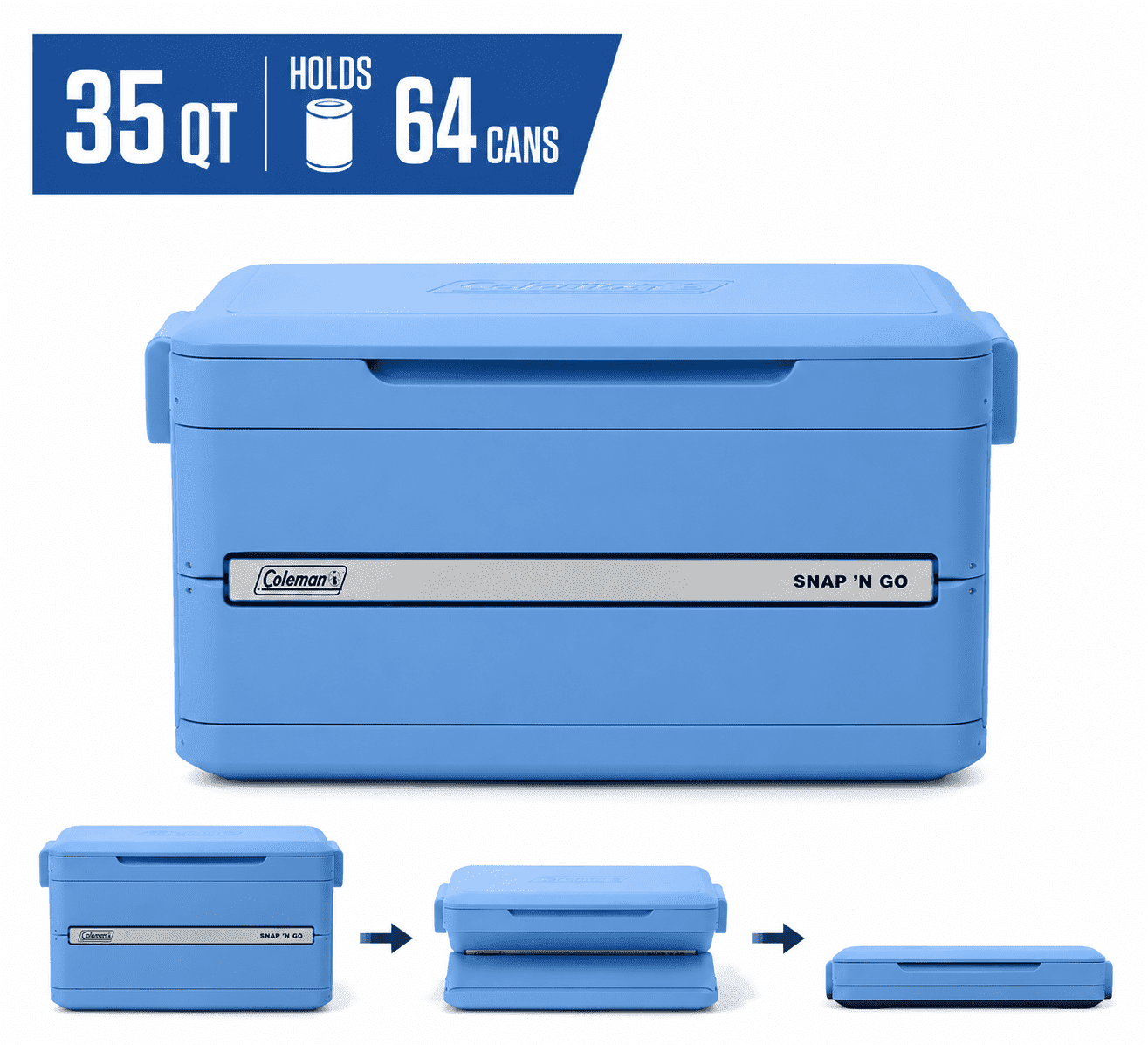 Coleman Snap 'N Go 35-Quart Collapsible Hard-Sided Cooler, Ice
