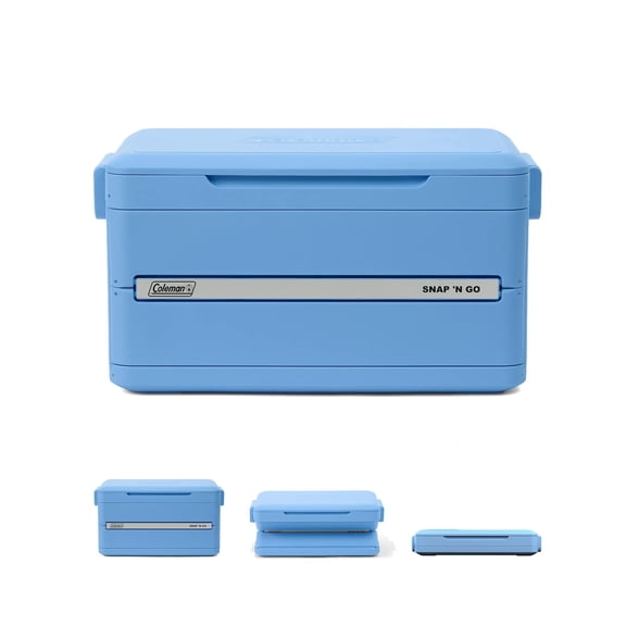 Coleman Snap 'N Go 55-Quart Collapsible Hard-Sided Cooler, Ice Chest, Blue Sky