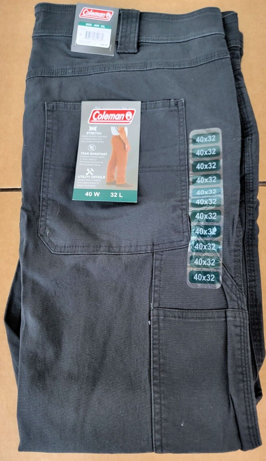 Coleman Men's Tear Resistant Stretch Utility Pant (Phantom, 40x32)