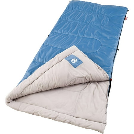 Coleman Sun Ridge 40-Degree Cool Weather Rectangular Adult Sleeping Bag, Blue, 33"x75"