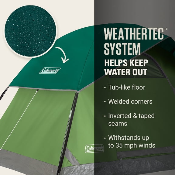 Coleman Sundome Camping Tent With Rainfly  2/3/4/6 Person Sets Up In 10 Mins Weatherproof Shelter For Festivals Backyard Sleepovers & More