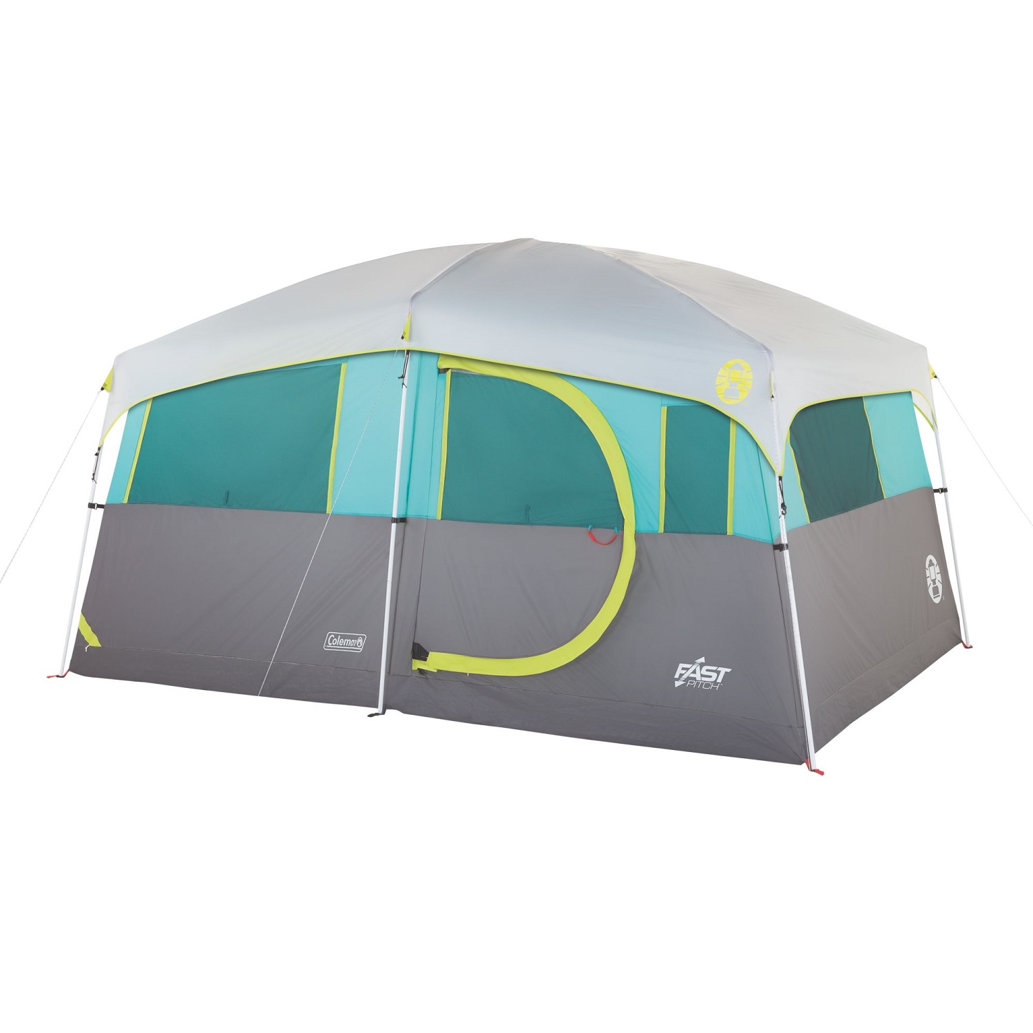 Coleman Tenaya Lake 8 Person Lighted Fast Pitch Cabin Tent, 1 Room, Teal - image 1 of 5