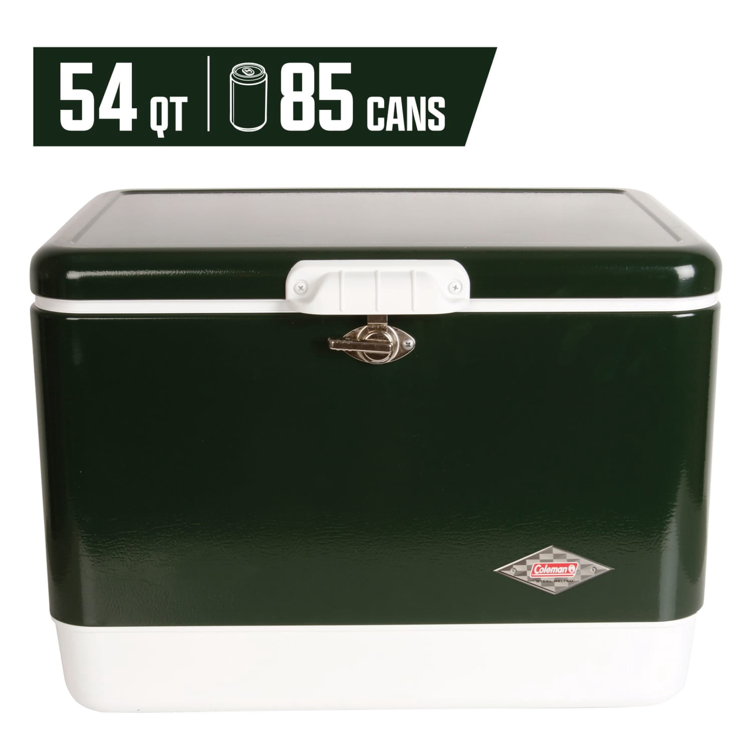 Coleman Vintage 54 QT Retro Steel Belted Hard-Sided Ice Chest Cooler, Green