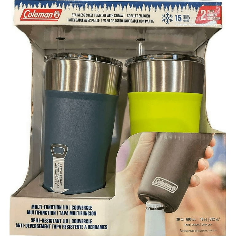 Coleman Stainless Steel 20oz Tumbler 2-Pack Green/Blue, Size: 20 fl oz