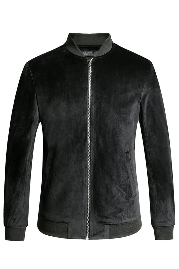 Men's Jackets Velvet Full Zip Bomber Jacket Winter Warm Padded Coats Outwear