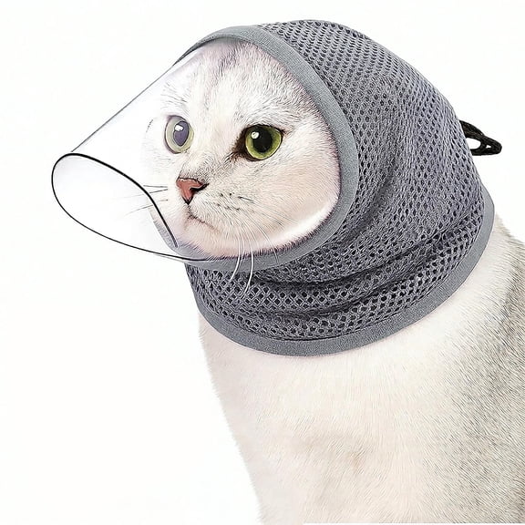 Colenumone Cat Muzzle for Grooming, Breathable Mesh Cat Head Cover to Prevent Biting and Chewing, Adjustable See-Through Mask for Nail Trimming, Bathing, and Vet Visits