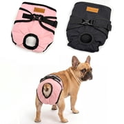 Colenumone Dog Diapers Female, 2-Pack Washable & Reusable Puppy Period Panties with Adjustable Buckles, Highly Absorbent Doggie Diapers for Heat, Incontinence & Excitement Urination, Pink & Black