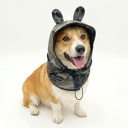 Colenumone Dog Hat, Camouflage Dog Sun Hat with Neck Cover, Adjustable Pet Hood for Small Medium Large Dogs, Windproof Outdoor Cap for Walking and Hiking, Grey Camo