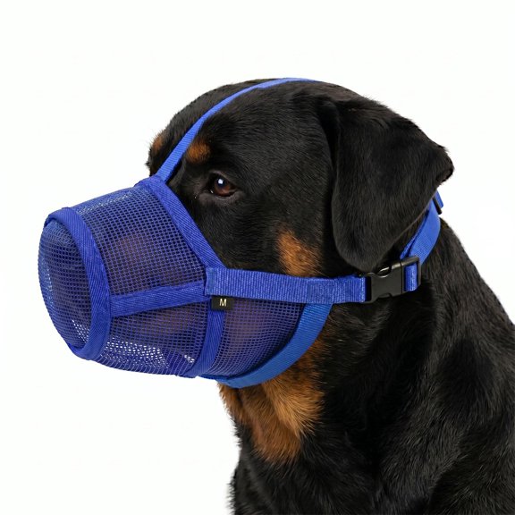Colenumone Dog Muzzle for Scavenging, Breathable Mesh Soft Dog Mouth Guard for Small Medium Large Dogs, Fully Enclosed Design to Stop Biting Chewing and Licking, Allows Panting and Drinking, Blue