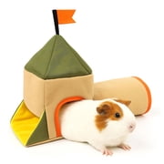 Colenumone Guinea Pig Hideout and Toys, Castle Theme Small Pet Tunnel and Bed with Flag for Bunny Rabbit Ferret Hamster Chinchilla Hedgehog Hiding and Resting, 17.3in Long