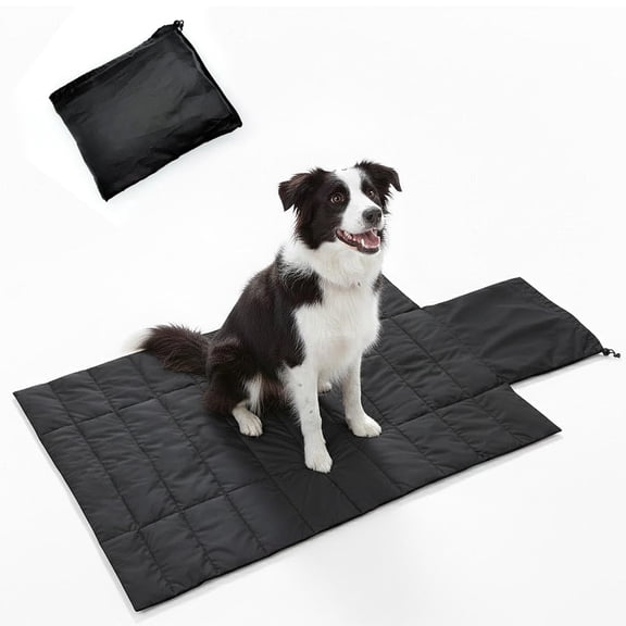 Colenumone Portable Dog Crate Pad, Water-Resistant Foldable Pet Sleeping Mat, Cool Touch Summer Dog Bed for Outdoor Travel Camping & Indoor Use, Washable Black Kennel Pad (39"x28")