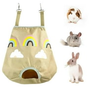 Colenumone Rabbit Hay Feeder Bag for Guinea Pigs and Chinchillas | Cute Rainbow Design, Washable Oxford Cloth, Single Hole Timothy Hay Holder