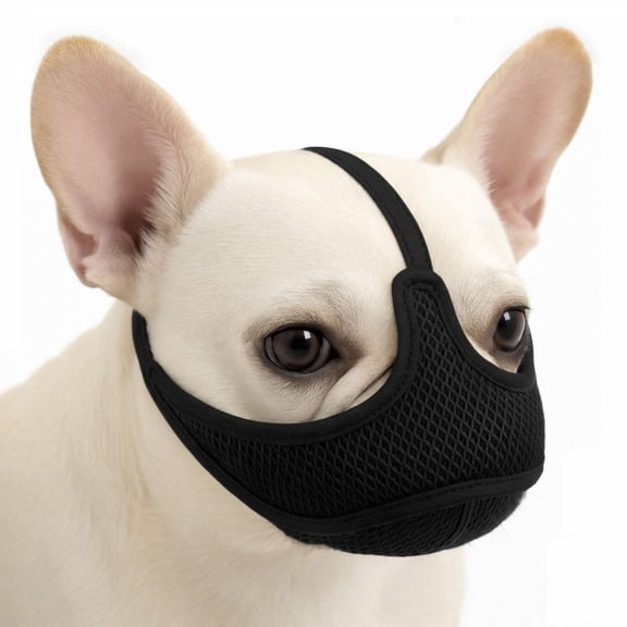 Colenumone Short Snout Muzzle, 3D Breathable Air Mesh Dog Muzzle with Mouth Opening & Enlarged Eye Holes, Allows Panting Drinking Feeding, for French Bulldog Pug Shih Tzu English Bulldog