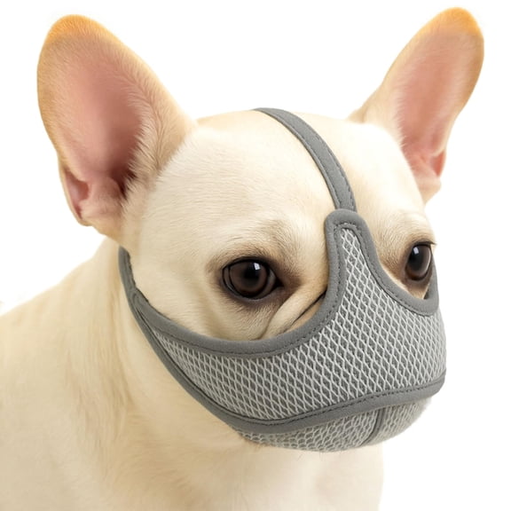 Colenumone Short Snout Muzzle, 3D Breathable Air Mesh Dog Muzzle with Mouth Opening & Enlarged Eye Holes, Allows Panting Drinking Feeding, for French Bulldog Pug Shih Tzu English Bulldog