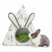 Colenumone Soft Cotton Bunny Hay Feeder Bag, Cute Triangle Rabbit Hay Holder with 3D Ears, Hanging Hay Dispenser for Guinea Pigs, Chinchillas & Small Pets, Breathable & Washable Cage Accessories