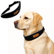 Colenumone Soft Padded Dog Collar, Comfortable Adjustable Pet Collar for Small Medium Large Dogs, Durable Neck Collar with Metal D-Ring and Quick Release Buckle, Black,2 sizes