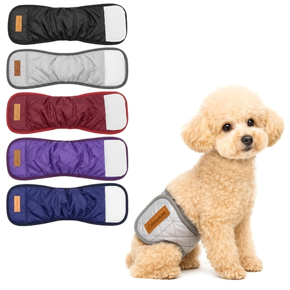 Colenumone Washable Reusable Dog Diaper, Belly Bands for Male Dogs, Quilted Ultra-Absorbent Leak-Proof Wraps for Training & Incontinence