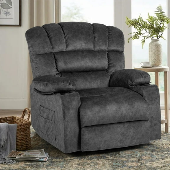 Colerline 23.6" Wide Super Soft and Oversize  Modern Design Velvet Upholstered Manual Recliner Chair for Adults, Gray