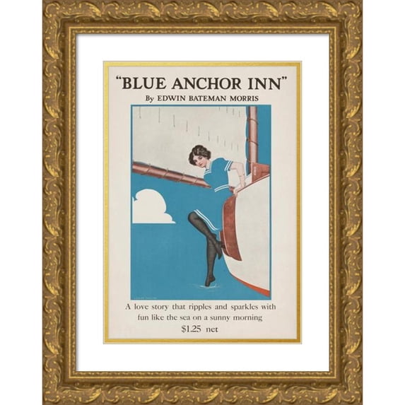 Coles Phillips 13x18 Gold Ornate Wood Frame and Double Matted Museum Art Print Titled - Blue Anchor Inn by Edwin Bateman Morris (1911)