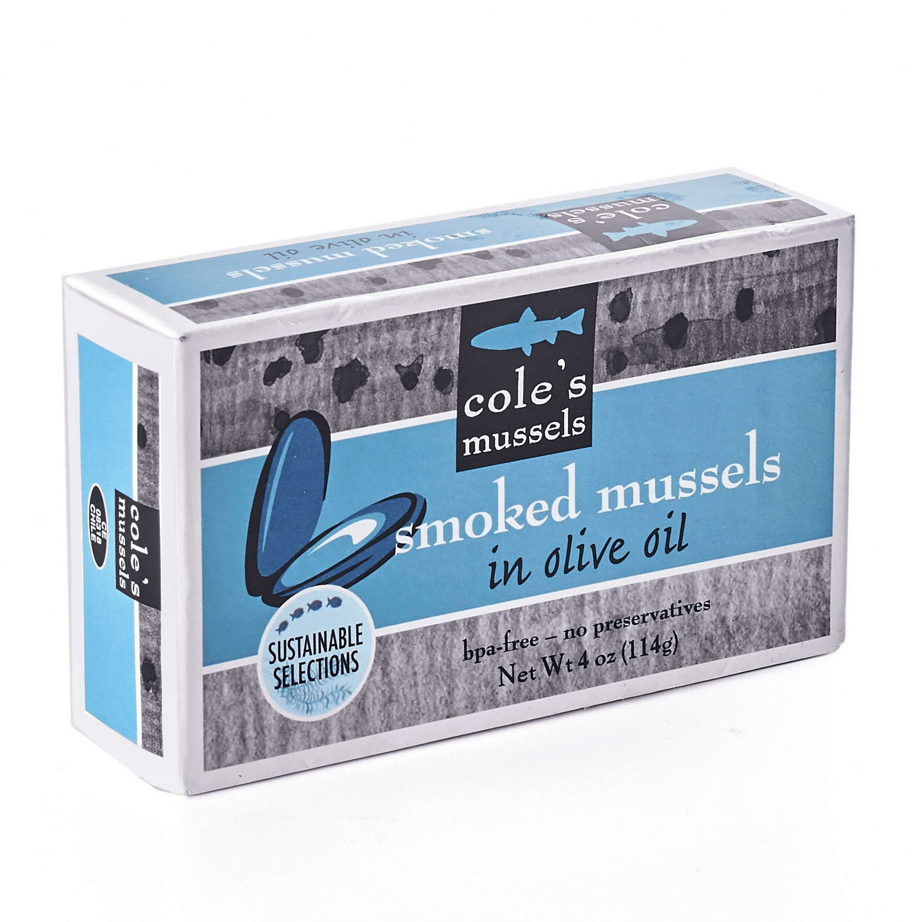 Coles Smoked Mussels in Olive Oil 5 Pack - High Protein Canned Seafood, Gluten-Free, 4 oz per Can