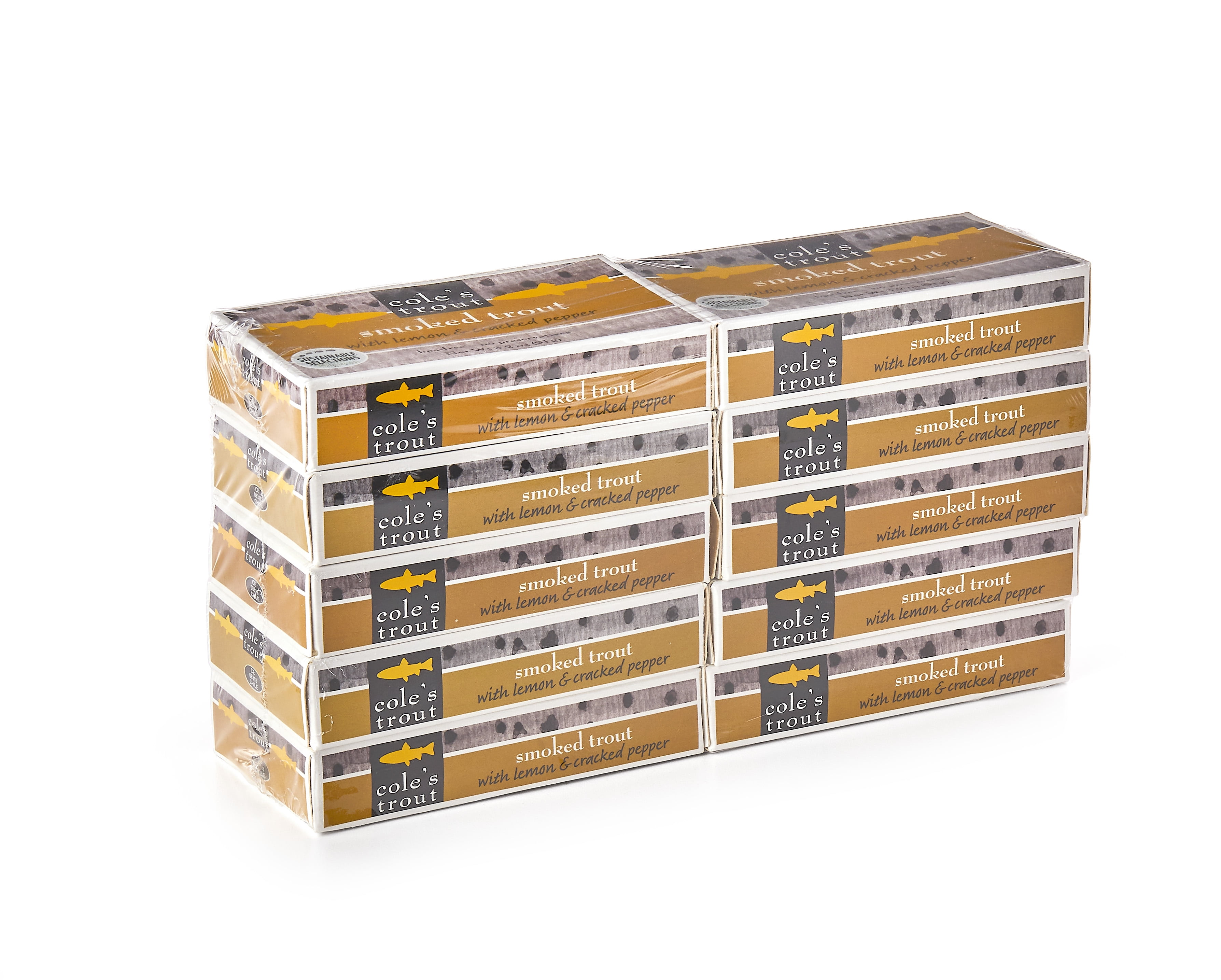 Coles Smoked Trout with Lemon and Cracked Pepper 10 Pack - Fish Fillet, High Protein, Canned, 3.2 oz/Can