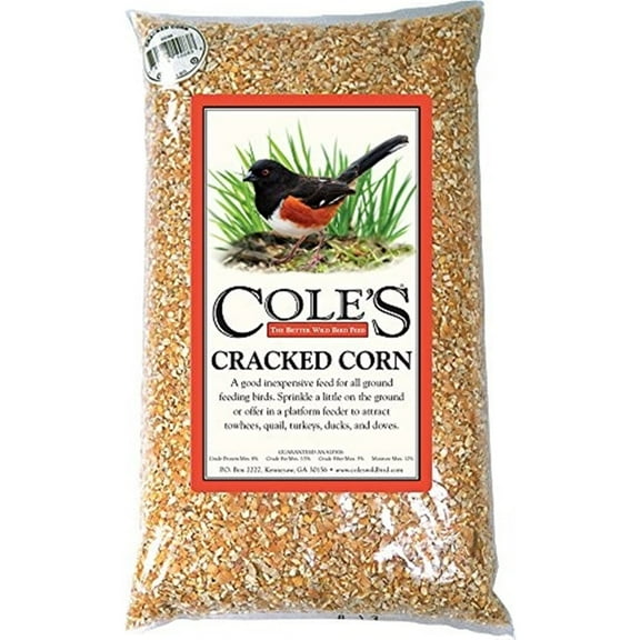 Cole's Cracked Corn Wild Bird Feed, High-Energy Food for Ground-Feeding Birds & Wildlife, 20lb Bag