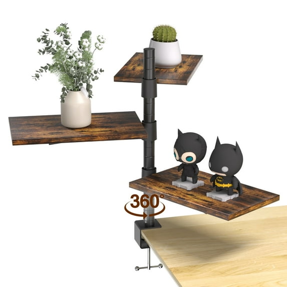 Colesno Desktop Organizer, Clamp-on 13 inch Above Desk 3-Tier Shelving Unit for Table Accessories, Gaming Devices, and More, Storage Tray, Desk Shelf, Black-1