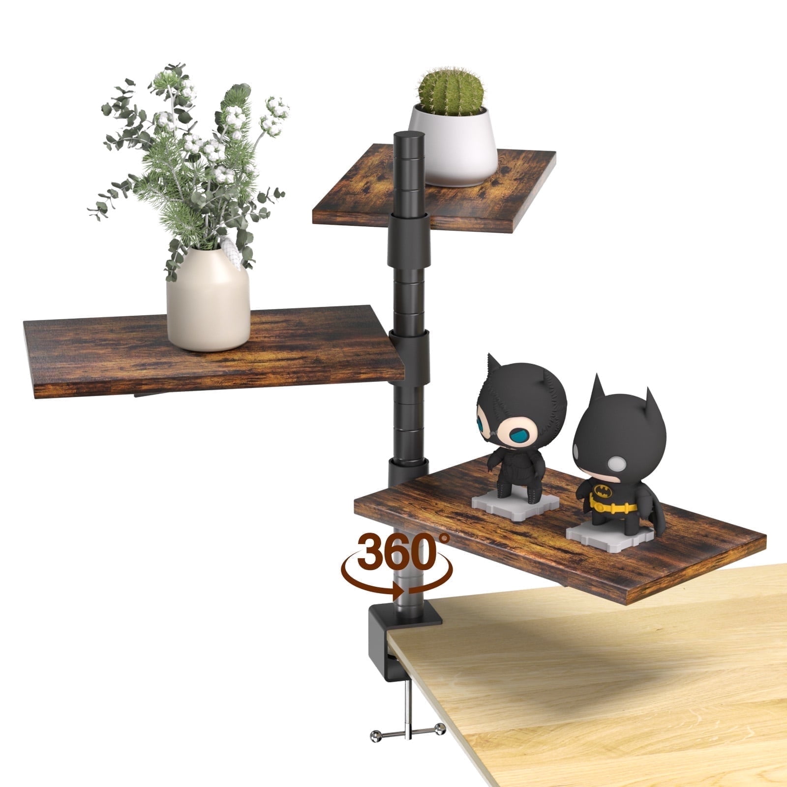 Colesno Desktop Organizer, Clamp-on 13 inch Above Desk 3-Tier Shelving Unit for Table Accessories, Gaming Devices, and More, Storage Tray, Desk Shelf, Black