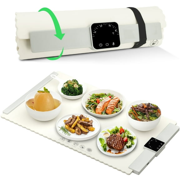 Colesno Electric Warming Tray, Portable Food Warming Mat, 5 TEMP Settings, Large Size 26x15.3in, Full-surface Heat in 5s, Easy to Clean for Buffet, Home and Party