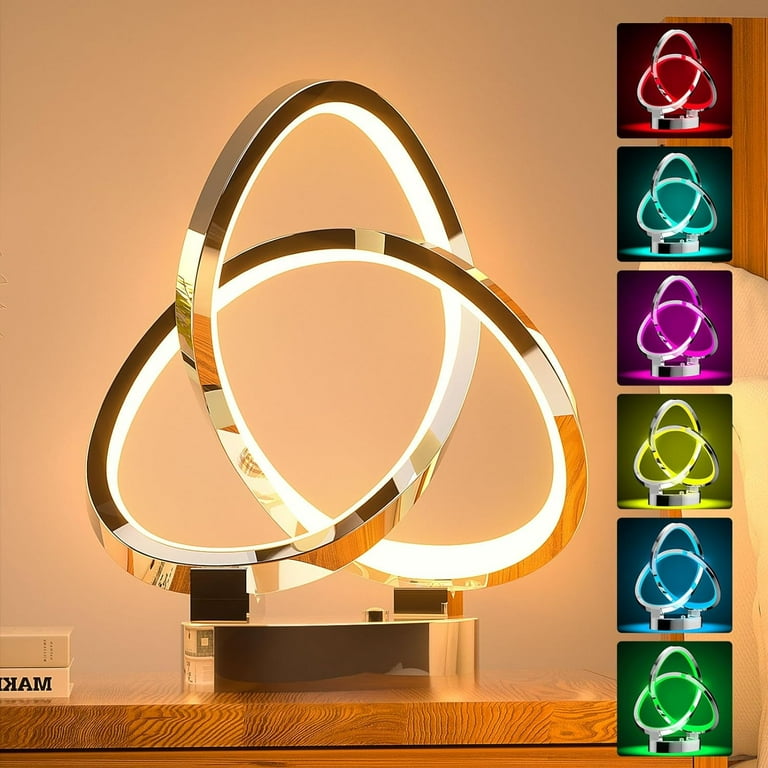Colesno Lamps for Living Room 7 Colors 10 Modes Spiral Table Lamp Touch Dimmable Nightstand Lamps for Bedroom Size Model 4 Silver