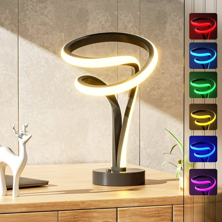 Colesno Modern Table Lamp Touch Lamp for Nightstand 7 Color 10 Modes Unique Lamps for Bedroom Living Size Model 7