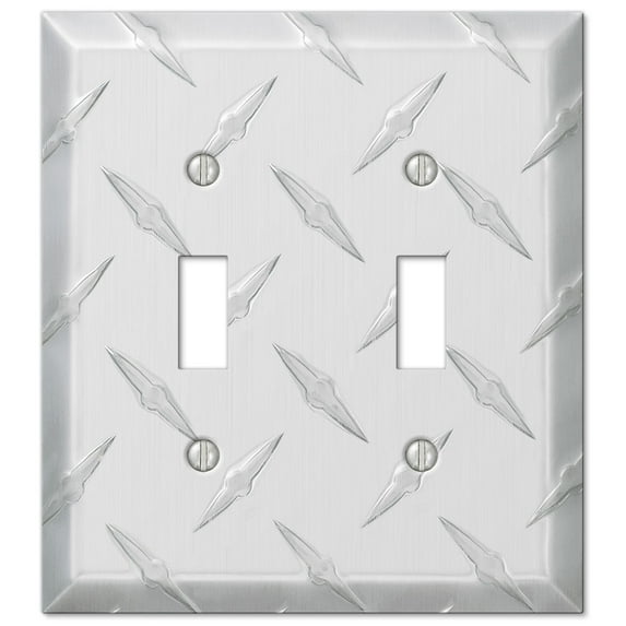 Colester Direct Aluminum Diamond Plate Wallplate Double Toggle