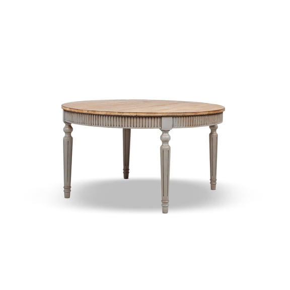 Colette 55" Reclaimed Wood Round Dining Table, Antique Natural Brown & Antique Blue-Grey Reclaimed Pine Wood