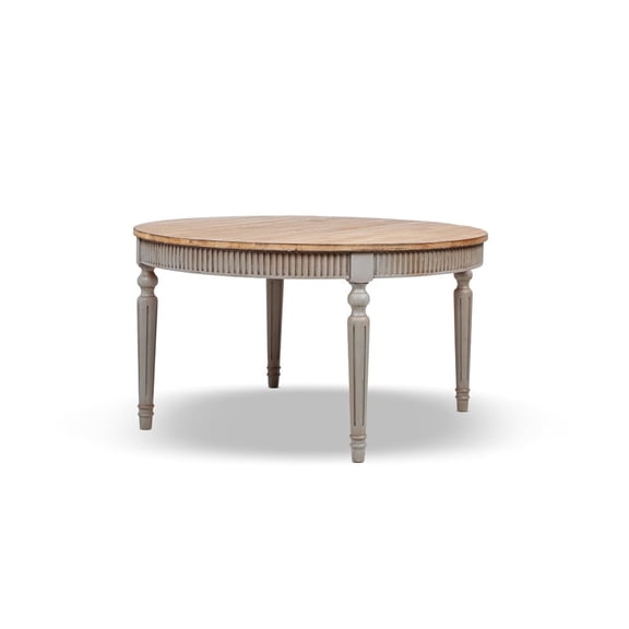 Colette 55" Reclaimed Wood Round Dining Table, Antique Natural Brown & Antique Blue-Grey Reclaimed Pine Wood