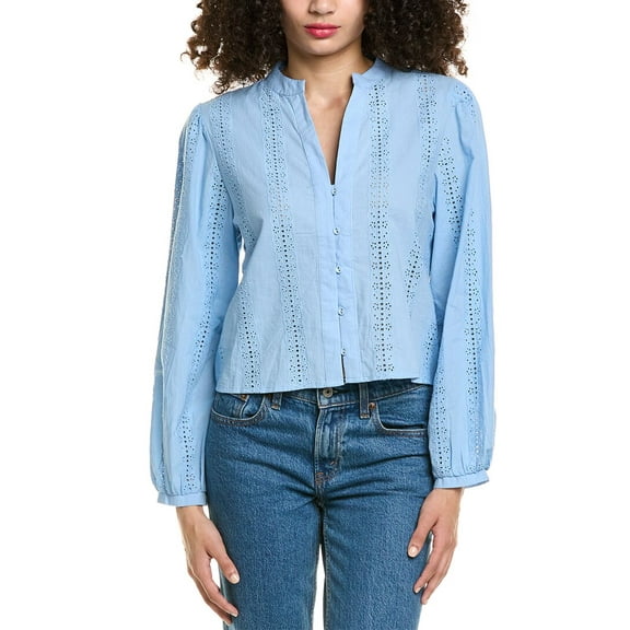 Colette Rose womens  Eyelet Top, l, Blue