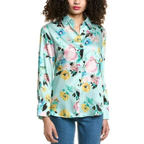 Colette Rose womens  Floral Shirt, s, Green