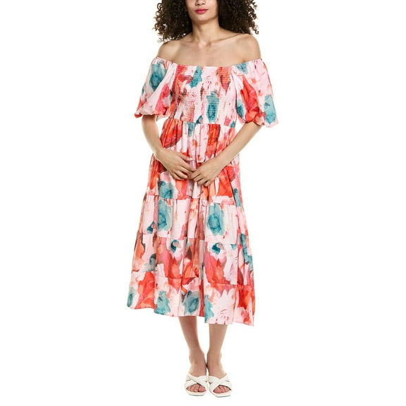 Colette Rose womens Tiered Midi Dress, s, Red