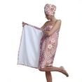 thumbnail image 1 of Colevkie 2 Pcs Bath Wrap Set Bath Towel & Hair Drying Cap for Women Absorbent Quick Drying Portable for Travel Sauna Bathroom Shower Skirt & Cap Printed Bows Pattern, 1 of 8