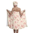 thumbnail image 1 of Colevkie 2 Pcs Bath Wrap Set Bath Towel & Hair Drying Cap for Women Absorbent Quick Drying Portable for Travel Sauna Bathroom Shower Skirt & Cap Printed Bows Pattern, 1 of 8