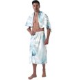 thumbnail image 1 of Colevkie 2 Pcs Men's Adjustable Bath Skirt & Soft Bath Towel Set Quick Drying Absorbent Beach Towel Bath Wrap Set Printed Ink Painting Style Pattern, 1 of 7