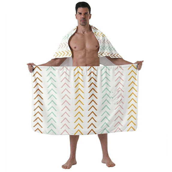 Colevkie 2 Pcs Men's Wearable Bath Skirt & Towel Set Quick Drying and Absorbent Bathroom Wrap Set for Home Spa Hotel Beach with Adjustable Closure