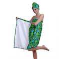 thumbnail image 1 of Colevkie 2 Pcs Women's Bath SKirt &Shower Cap Set,Quick Drying Absorbent Portable,for Bathroom Spa Travel Sauna,Prined Leaf Pattern, 1 of 7