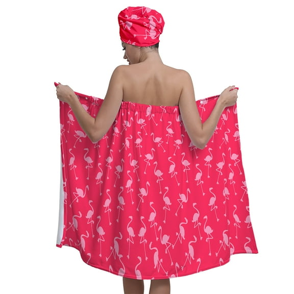 Colevkie 2 Pcs Women's Bath Towel Shower Cap Set,Adjustable,Absorbent Quick Drying,Animals and Plants Print,Bath Spa Wrap Towel